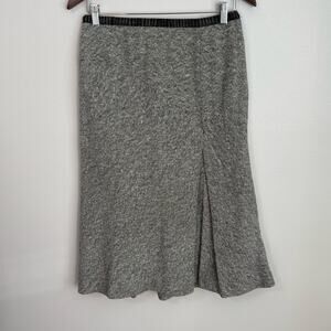 Philippe Adec Gray Wool Midi Lined Skirt Size 8